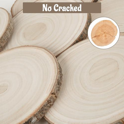 QTLCOHD 12 Pcs 7-8 Inch Large Wood Slice for Centerpieces, Christmas Decor | Natural Rustic Unfinished Wood Slab, Round Wooden Circle with Bark for Tables, Wedding Decoration, DIY Painting Crafts