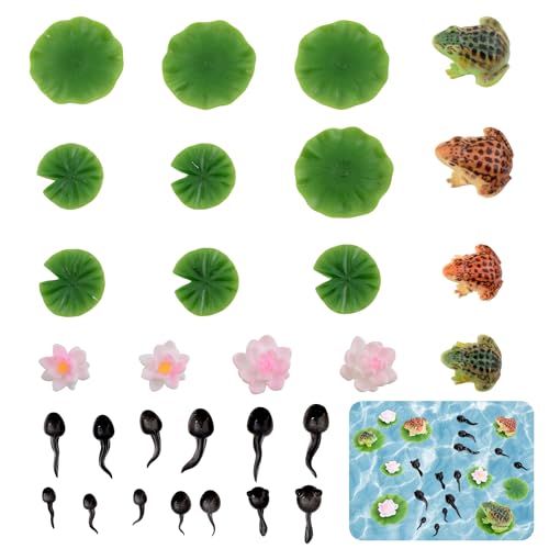 30Pcs Mini Resin Pond Accessories Miniature Floating Lotus Water - color: Pond Accessories1