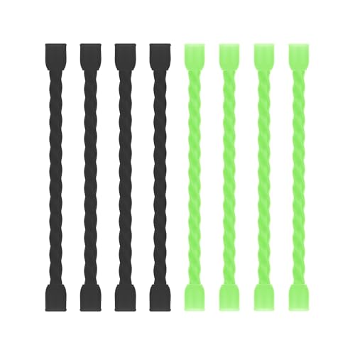 8pcs 3Inch Silicone Cable Ties Reusable Steel-Core Twist Ties Wire Straps - color: Black&bright Green, size: 3 Inch