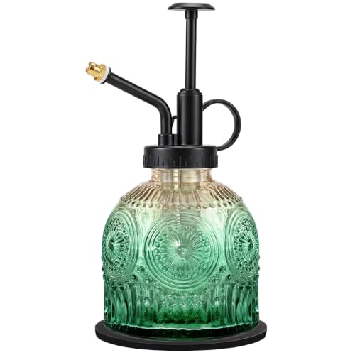 Glass Plant Mister Spray Bottle Vintage Refill Leak Proof Watering Can 8oz - color: Green Gradient