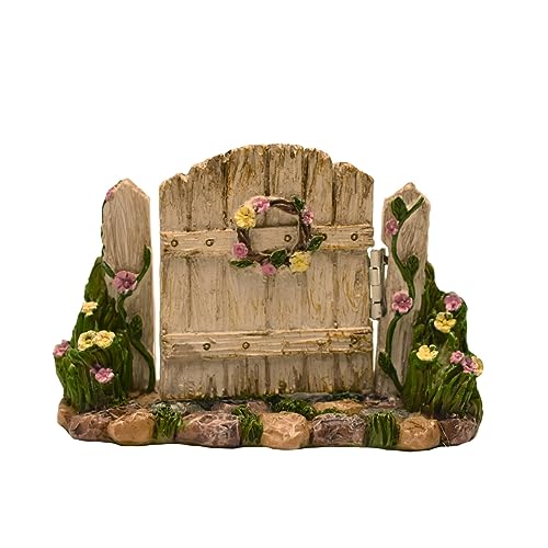 Treasure Gurus Miniature White Wood Cottage Gate Outdoor Fairy Garden Mini Dollhouse Yard Landscape Decor