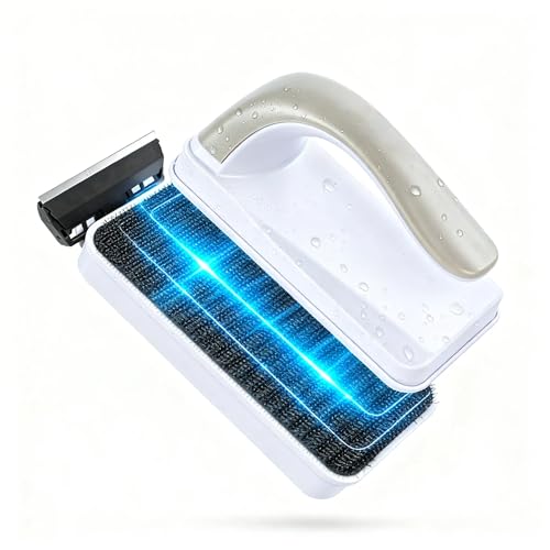Large Magnetic Aquarium Glass Cleaner, Double Sided Floating Fish Tank Scrubber with Removable Handle & Titanium Blade Algae Scraper, Strong Magnet Tool for Removing Algae, Fits 1/4 to 1/2 Inch Thick