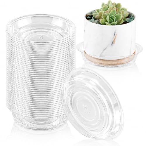 60 Pack 4 Inch Plant Saucer Clear Plant Saucers for Indoors Flower Pot Saucers Small Plants Plate Dish Succulent Pot Saucer Plants Trays for Pots Bulk Plastic Tray for Flower Cactus Nursery Pots - color: Clear, size: 4 inch: 60 pcs