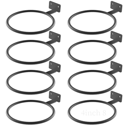 8Pack Black 4In Wall Mount Metal Flower Pot Rings Heavy Duty Plant Brackets | Sturdy rustproof metal planter ring holders Bulk,wall mounted saves space,perfect for indoor and outdoor flower pot display - color: Black/8pack, size: 4in