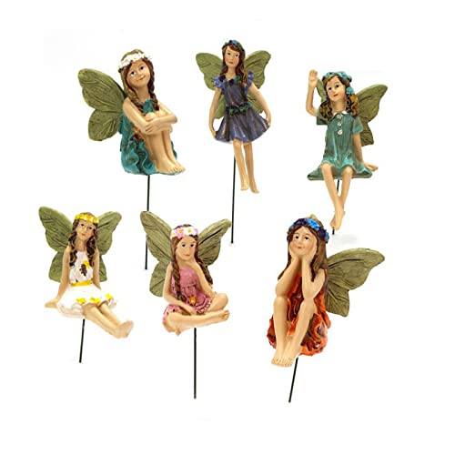 Miniature Fairies Figurines (6pcs) - Decor for Outdoor & Indoor Gardens & Homes, Vintage Resin, Lovely - size: 6 pcs