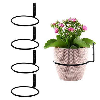 6 inch Flower Pot Holder Ring Wall Mounted Set of 4 Heavy Duty Metal Wall Plant Holder Plant Hanging Bracket Hanger for Outdoor/Indoor - size: 6 Inch