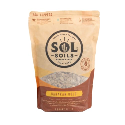 Sol Soils Plant Soil Topper - Decorative Yellow Dolomite for Houseplants & Succulents - 1 Quart - Rock - color: Saharan Gold, size: 1 Quart