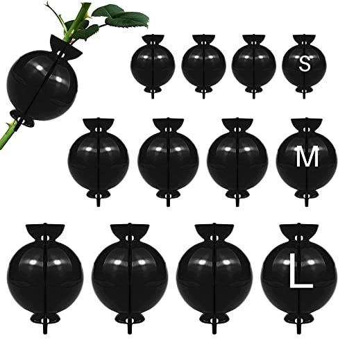 12PCS Reusable Air Layering Pods for Plant Rooting Growing Propagation Ball | 4S+4M+4L 3 Sizes Root Ball, Tree Root Growing Box with Zip Ties, Rooting Ball Grafting Tools, Closure and Durability - size: 4 Small + 4 Medium + 4 Large