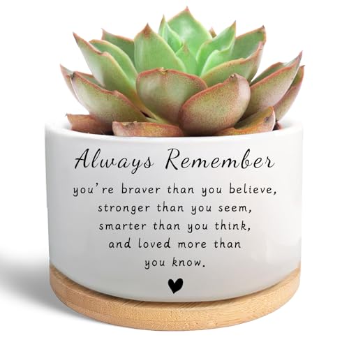 Inspirational Gifts for Women, Succulent Plant Pot (Plants Not Included) | Cute Cactus Flower Planter for Plant Lover, Gardening Motivational Encouragement Cheer Up Gift for Women Men Friend - style: Always remember