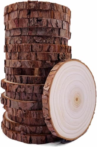 Unfinished Natural Wood Slices with Bark 20 Pcs 3.5-4 inch Craft Wood kit Circles Crafts Christmas Ornaments Rustic Wedding Decoration DIY Crafts for Crafts - size: 20 Pcs 3.5-4 Inch