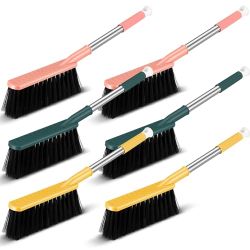 Teenyyou 6 Pcs 17'' Hand Broom Brush Dust Brushes Soft Bristle Cleaning Brushes Handheld Soft Counter Brush for Bed Car Couch Desk Sofa Furniture Clothes Small Particles Hair Debris Quilt Remover