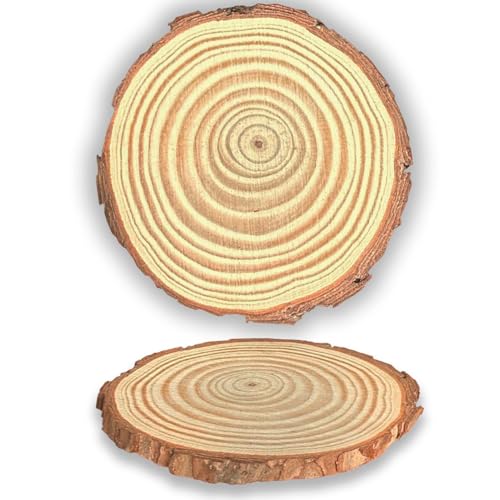 Wood Slices 4 Inch (3.5-4.0") Discs Ornaments for Crafts | 18 Pcs Bulk,no holes,unfinished natural wooden rounds,with bark - size: 18 PCS NON-DRILLED