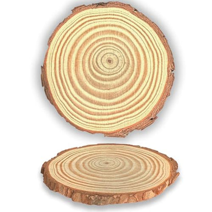 Wood Slices 4 Inch (3.5-4.0") Discs Ornaments for Crafts | 18 Pcs Bulk,no holes,unfinished natural wooden rounds,with bark - size: 18 PCS NON-DRILLED