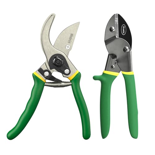 Miracle-Gro 2-Piece Pruning Shears Set – Includes 8 in. Bypass Pruner for Live Plants and 8 in. Anvil Pruner for Dry Stems – Sharp Carbon Steel Blades and Comfort Grip Handles for Garden and Yard Use - style: Anvil & Bypass Pruning Kit