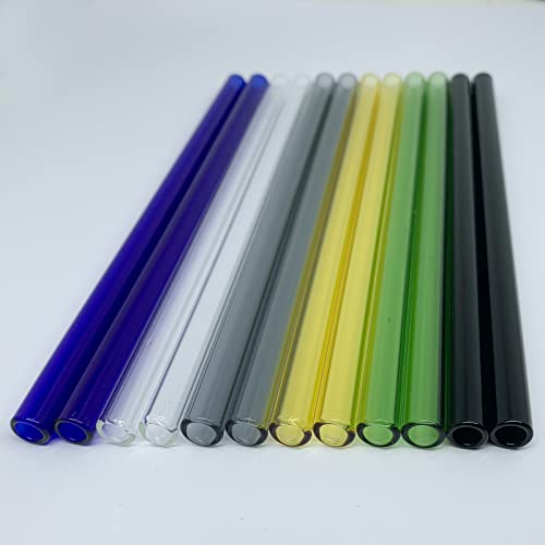 Glass tubes 12 Piece, 8 Inch Long Reusable Glass Straws Borosilicate Glass Tubes OD 10 mm Thickness 1.5 mm Colorful Industrial Glass Tubing for Tall Cup (10mm / Multiple Colors) - style: OD 10 mm / Multiple Colors