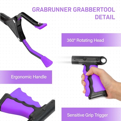 Upgrade 2-Pack Foldable 32" Grabber Reacher Tool, Lightweight Reacher Grabber Pickup Tool with 360° Rotating Jaw & Magnet, Reaching Tool for Trash Pick Up Stick, Litter Picker, Arm Extension (Purple) - color: Purple (Pack of 2)