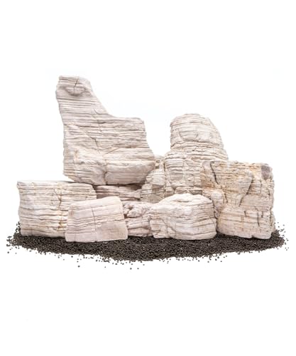 SubstrateSource Natural Aquarium Stones - Yellowish-Cream Layered Aquascaping Rocks for Canyon and River-Style Layouts, Freshwater Decor for Betta Fish Tank, Shrimp & Reptile Enclosure - Sand, 10 LB - color: Sand Stone, size: 10 Pounds