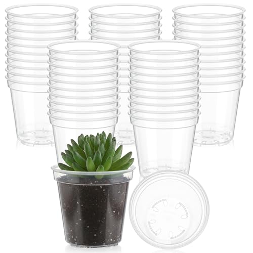 Yaomiao 30 Pcs 5 Inch Clear Mini Nursery Pots with Drainage Holes - color: Clear, size: 5 Inch