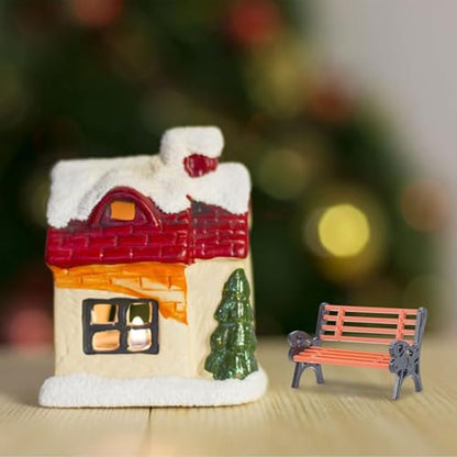 Miniature Park Bench Set 2-Pack - 1:12 Scale Brown Garden Seats with Realistic Detailing, Tiny Park Benches for Dollhouse and Fairy Garden Accessories, Train and Miniature Landscape Décor