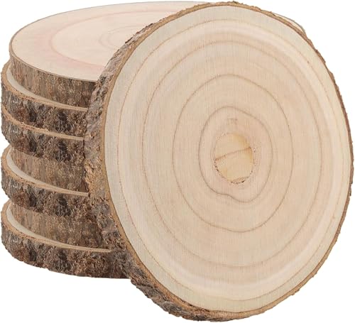 Wood Slices,Wood Slices for Centerpieces Table Decorations,Unfinished Rounds Wood for Crafts,Wood Slice for Rustic Wedding Decoration Projects, Natural Paulownia Wooden Slabs(10-11 inch 8 Pcs) - size: 10-11 inch 8 Pcs