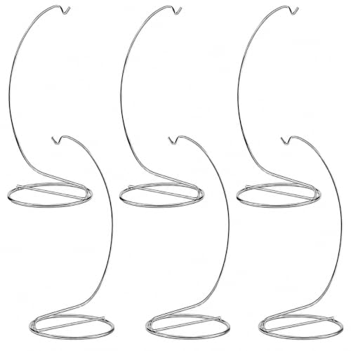 BANBERRY DESIGNS Silver Ornament Display Stands Set of 6, 7 Inch Chrome Metal Hanging Stand for Christmas Ornaments, Jewelry, Terrariums, Crafts, Air Plants, Suncatchers & Small Collectibles - size: 4 Pack