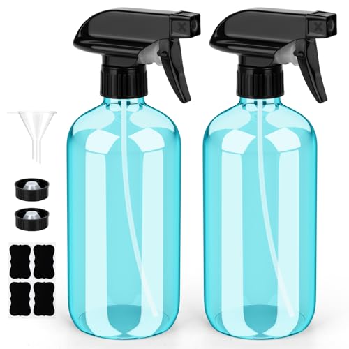 Bontip Glass Spray Bottle 16 oz for Cleaning, Plants (2 Pack, Light Blue) - color: Light Blue, size: 16 Ounces