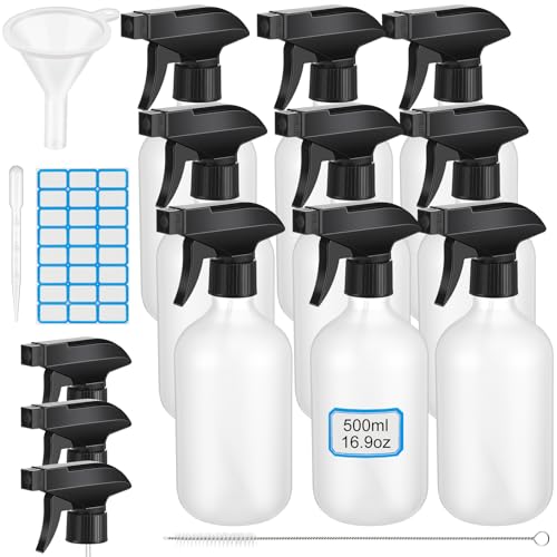 16oz/500ml 9 Pack Plastic Spray Bottles Bulk, Frosted, Regular - color: Frosted, size: 16oz/500ml, style: Regular