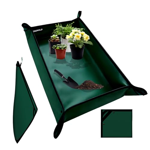 39.5"x59" Plant Transplanting Mat - Thickened Waterproof Potting Mat, Succulent Gardening Mat, Portable Repotting Mat for Mess Control, Indoor Outdoor Use (PVC-Green) - color: Dark Green, size: 39.5" x 59" x 0.1"
