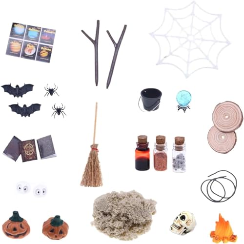 26Pcs Halloween Miniatures Set, Dollhouse Mini Fairy Garden Accessories | These Mini Halloween Decorations Retain Vivid Colors.Ideal for Halloween Fairy Garden, Dollhouse Village Scene