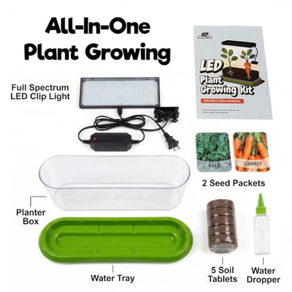 Kids Gardening Kit with LED Grow Light & Root Viewer - Kids Plant Growing Kit - Indoor Mini Garden Set - Vegetable & Herb Garden - Nature Craft for Kids - STEM Science Experiment - Grow Your Own Plant