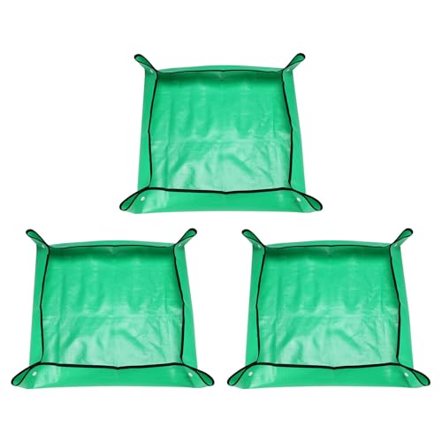 HARFINGTON 3pcs Repotting Mat 26" x 26" PE Cloth Waterproof Plant Repotting Mat Foldable Portable Gardening Potting Tray with Plastic Buckle for Indoor Plant Change Soil Watering, Green - color: Green, size: 26" x 26"