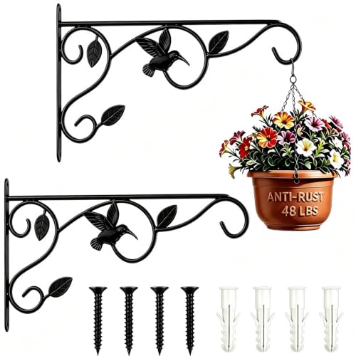 12 Inch 2 Pack Heavy-Duty Metal Plant Hanger Hooks for Wall,Outdoor/Indoor - size: 2 Pack - 12 inch