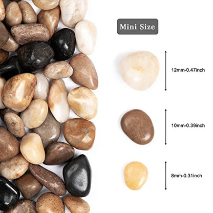 11lbs Natural River Rocks, Polished Pebbles for Plants Garden, 0.3-0.8 inch Decorative Peach Stones, Ideal for Fish Tank, Vases, Crafting, Home Decor and Garden Landscaping Rocks,Mix - size: 11 Pounds, style: Mixed