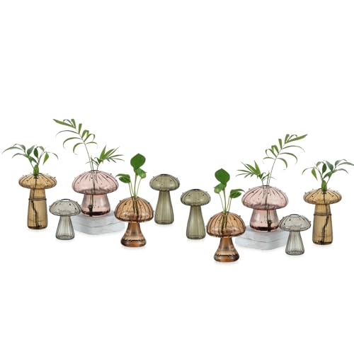 Glasseam Plant Propagation Station, 10 Pcs Mushroom Glass Vases for Flowers - color: Fall Theme Colored, size: 10Pcs