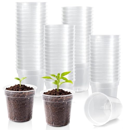 120 Pcs 2 Inch Clear Nurery Pots, Seedling Pots with Drainage Holes - color: Clear