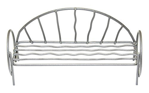 G & F Products 10046 Garden Miniature Metal Bench, Silver, 5.5 in L x 1 in D x 2.5 in T