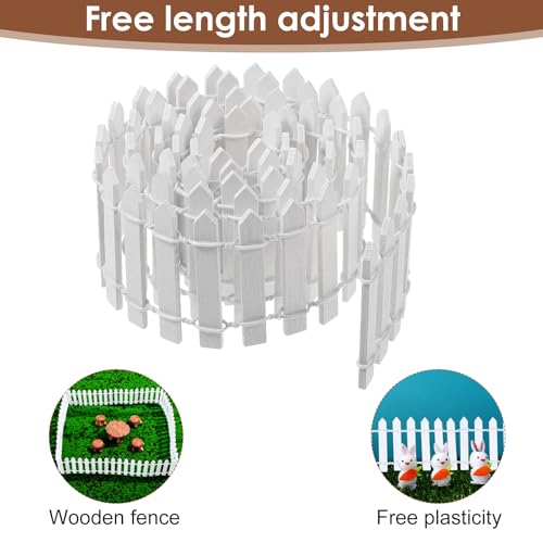 2pcs Mini Picket Fence, 34in Long Wooden Decorative Picket, Micro Landscape Little Ornaments for DIY Plant Pot House Home Dollhouse Outdoor Diorama Project(White)