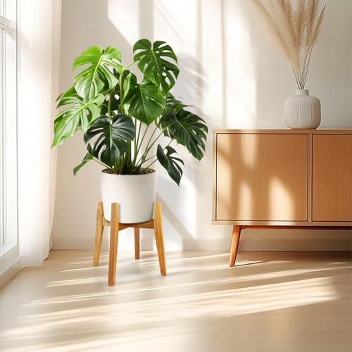 Wooden Plant Stand Indoor, Mid Century Planter Stand, Acacia Wood, 11 Inch | Furniture-grade acacia wood plant stand with sturdy construction for 11" pots. Pot not included - color: 11" acacia wood