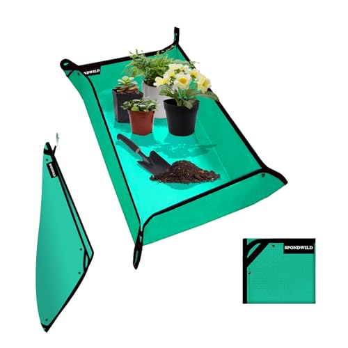 43.5"x29.5" Plant Transplanting Mat - Thickened Waterproof Potting Mat, Succulent Gardening Mat, Portable Repotting Mat for Mess Control, Indoor Outdoor Use (PE-Green) - color: Green, size: 43.5" x 29.5" x 0.1"