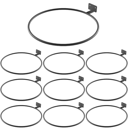 Wall Plant Holder Bulk 8in 10Pack Metal Ring Plant Hanger Black | Planter Pot Wall Mounted Bracket Heavy Duty for Outdoor Indoor - color: Black-10pack, size: 8in