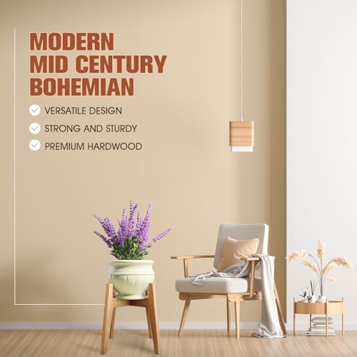 Wooden Plant Stand Indoor, Mid Century Planter Stand, Acacia Wood, 11 Inch | Furniture-grade acacia wood plant stand with sturdy construction for 11" pots. Pot not included - color: 11" acacia wood