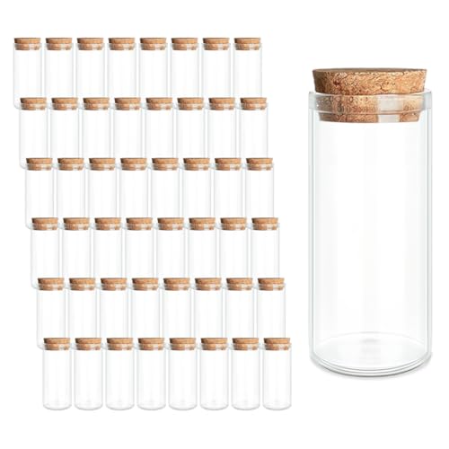 JIUYUE 48-Pack 1.01 oz (30ml) Glass Bottles & Test Tubes with Cork Stoppers - color: 48pcs