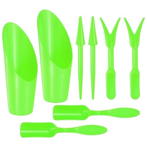M METERXITY 2-Set Garden Shovel Hand Tools Transplanting Succulent Cultivation Digging Scoops Kits, Plastic Mini Garden Tool Set for Flower Planting/Bonsai Potting [Green]