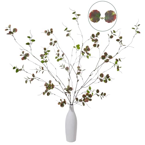 4 Pcs 38.5" Red Green Artificial Ficus Branches with Leaves - color: Wn Red