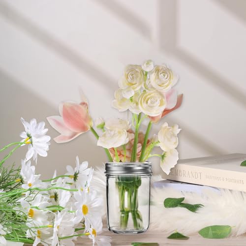 Metal Mason Jar Lid, 8 PCS Flower Jar Frog Lid Insert Floral Arrangement Supplies Floral Organizer Lids Insert with Square Grids Flower Arrangement Holder for Regular Mouth Mason Canning Jars - size: Small6.8cm