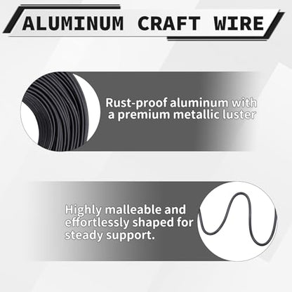 12 Gauge Aluminum Craft Wire, 100 Feet 2mm Bendable Metal Wire for Jewelry Making, Sculpting and Floral Design, Soft Armature Wire for DIY Crafts (Black) - size: 12 Gauge(2mm), style: Black