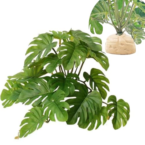 Fake Reptile Plants for Terrarium,Habitat Decor,Artificial Plant - color: Monstera Deliciosa
