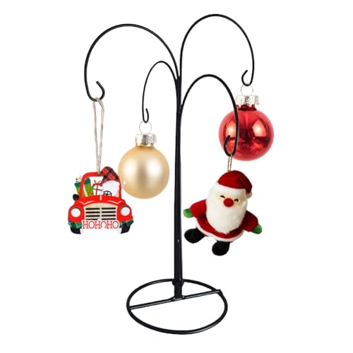 13 Inch Ornament Display Stand, Black Metal Ornament Hanger Stand, Tree-type 4 Hooks for Hanging Glass Globe, Christmas Ornament, Air Plant Terrarium, Witch Ball, Home Wedding Decoration (Classic Black) - color: Classic Black