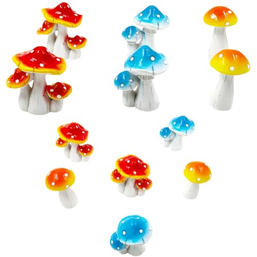 6PCS Mini Simulation Mushroom, 3 Styles Resin Mushrooms Miniature Figurines, Realistic Mushroom Themed Ornaments for Home Desk Fairy Garden Terrarium Tabletop Nature-themed Decor & DIY Crafts Gifts - color: 3 Styles