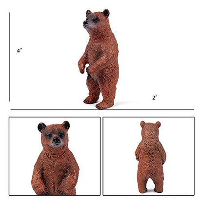 UANDME Grizzly Bear Toys Figurines Set, Plastic Forest Animal Bear Family Figures for Nature Science Learning, Realistic Woodland Creature Party Supplies Cake Toppers, Pack of 3